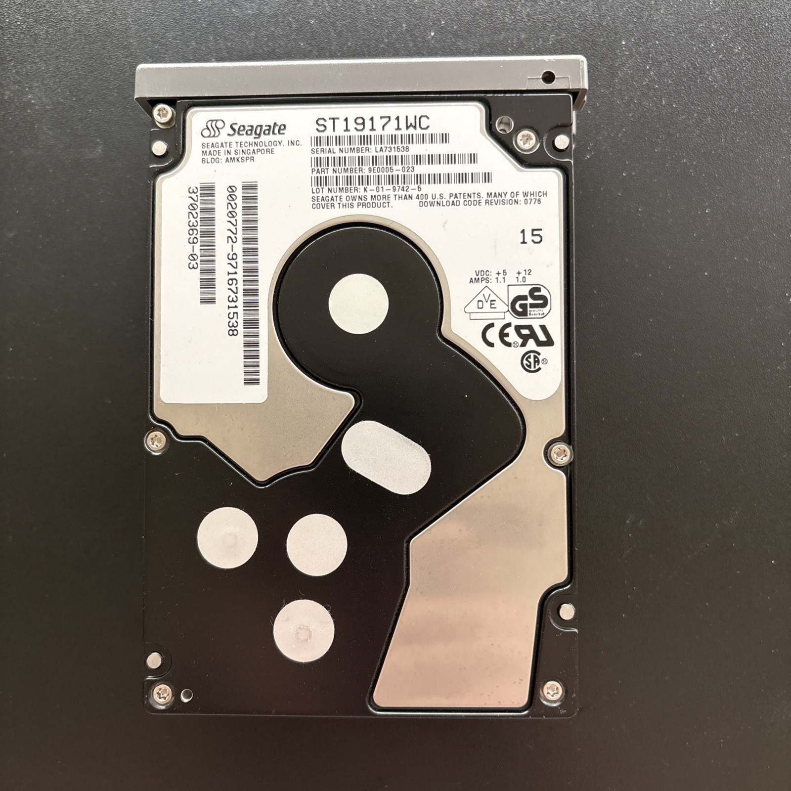 Seagate Barracuda 9 9.1GB Internal 72kRPM 3.5" (ST19171WC) HDD vintage