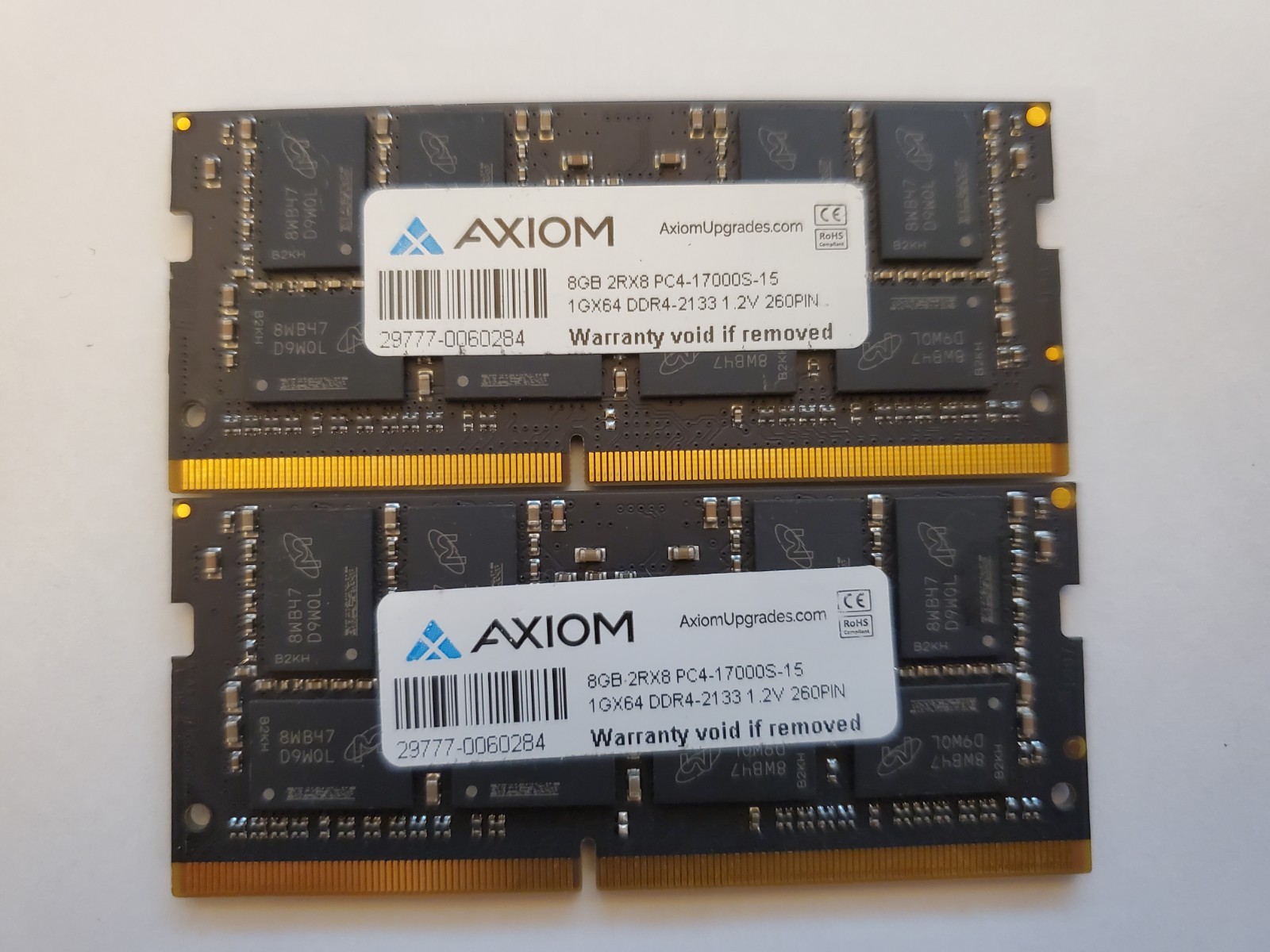 AXIOM 16GB (2X8GB) 2Rx8 PC4-17000S-15 Laptop SODIMM Memory RAM