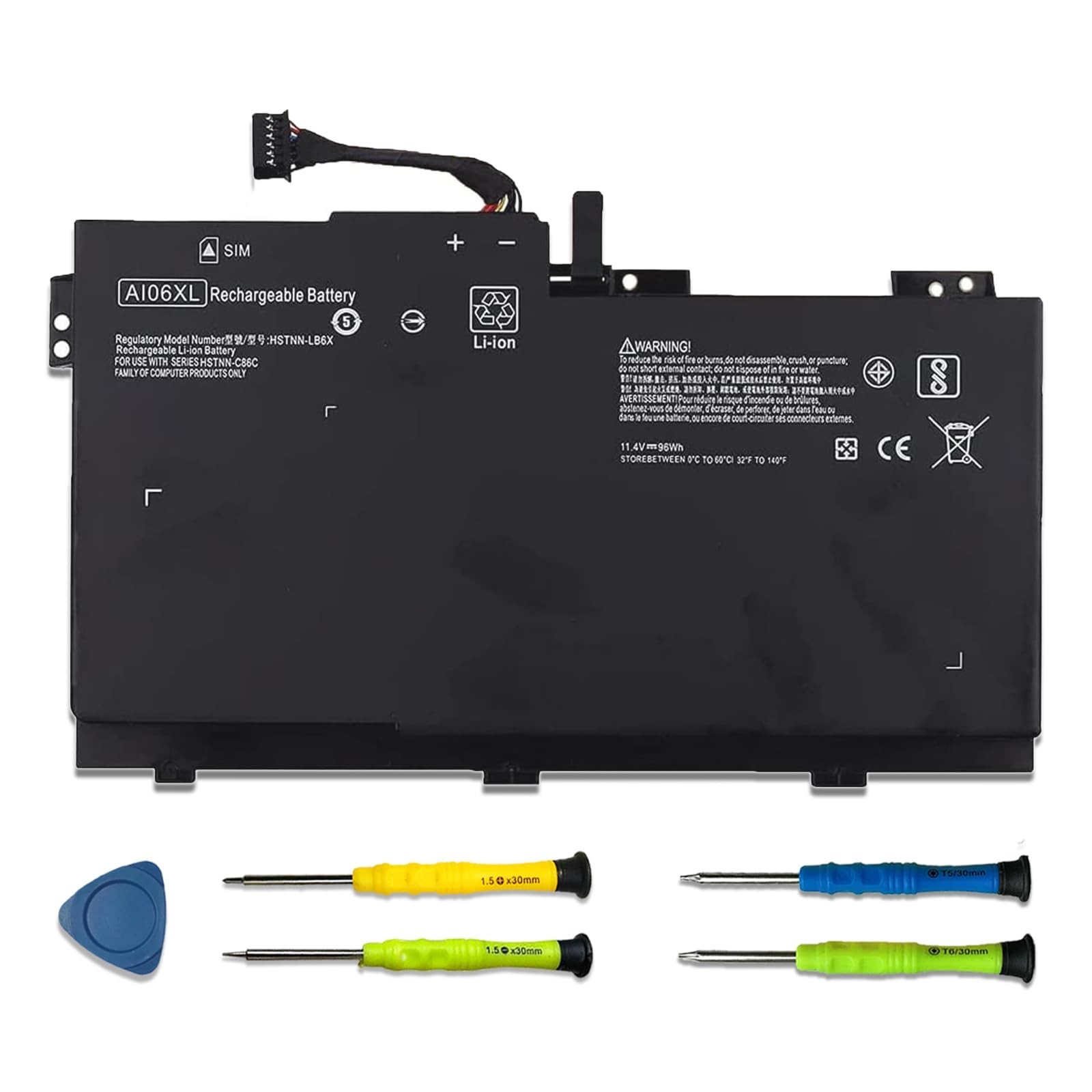 High-Capacity 11.4V Laptop Battery for HP ZBook 17 G3, 96Wh 6-Cell, 8420mAh