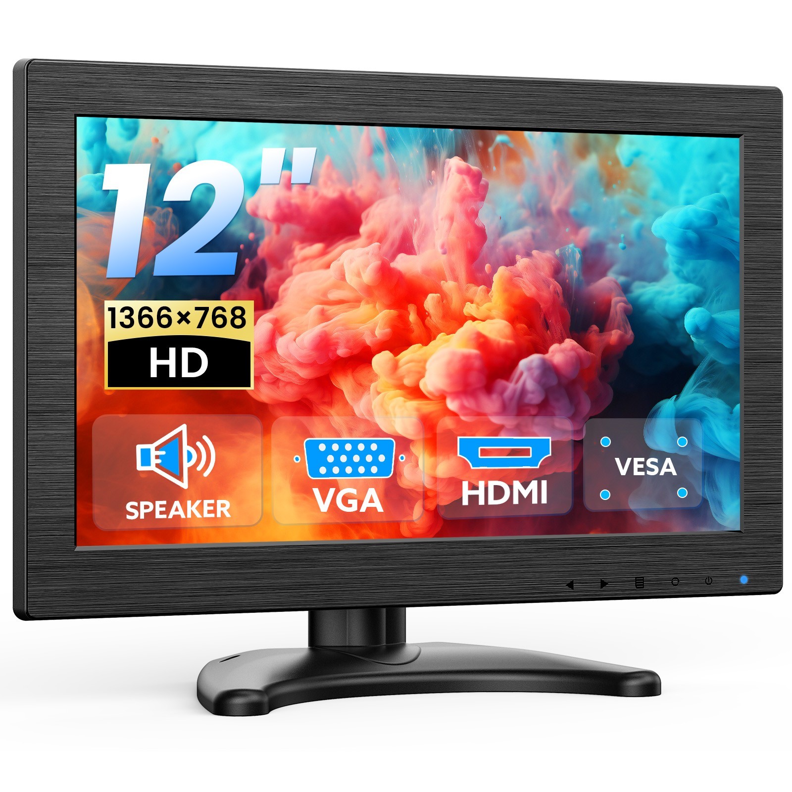 Eyoyo 12" 1366x768 CCTV Security Monitor Computer Monitor HDMI VGA Video Audio