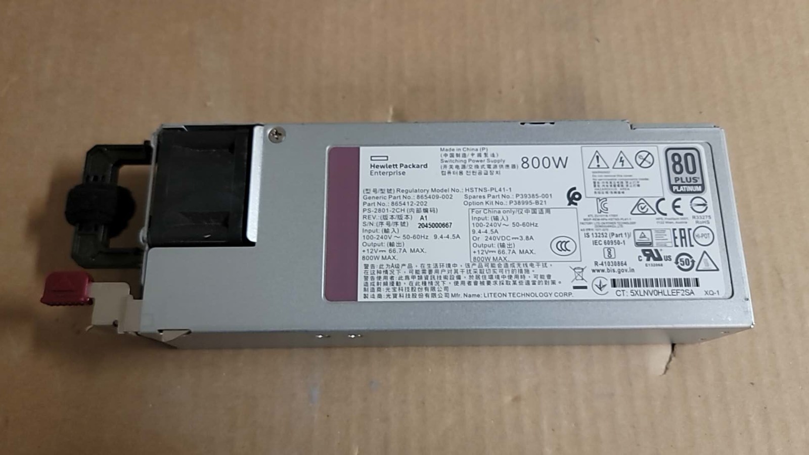HPE 800W Flex Slot Platinum Power Supply ProLiant Gen10 P39385-001 P38995-B21