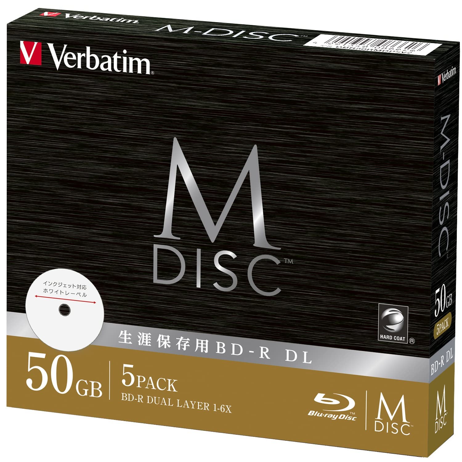 NEW Verbatim M-DISC BD-R DL 50GB 1-6x DBR50RMDP5V2 5 Pack White JAPAN