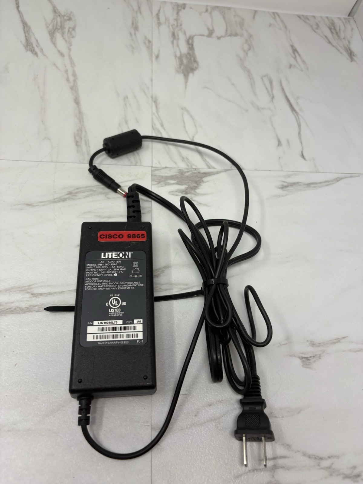 Liteon  PB-1360-3SA3 AC power plug adapter wire DC 9865 Satellite Receiver 120v