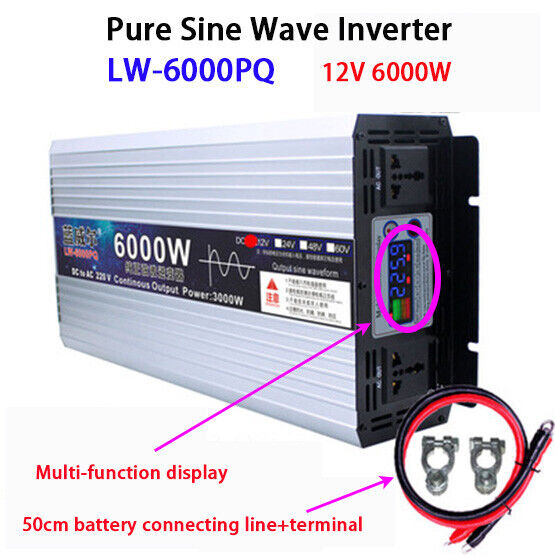 DC12V 24V 48V 60V To AC 220V LW-6000PQ Pure Sine Wave Inverter 6000W Brand New