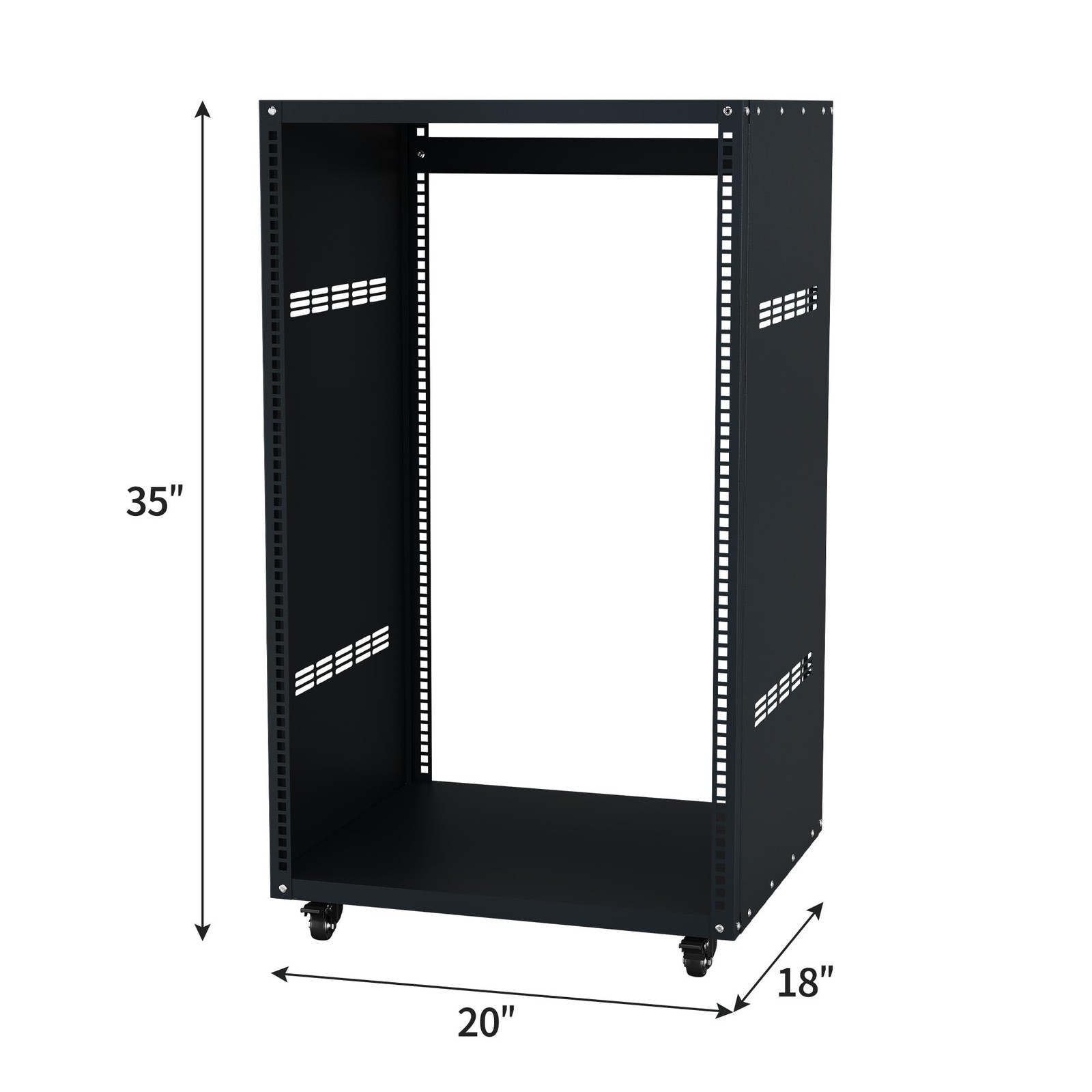 Heavy Duty 16U AV Rack Stand with Caster Wheels for Network and Studio Equipment