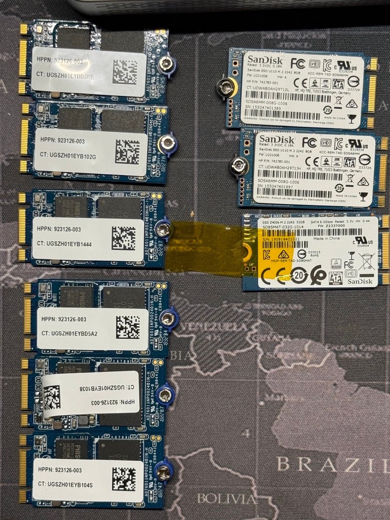 Lot of 9 SATA SSD Modules HP Phison SanDisk 8GB 32GB 923126-003 U110 U100