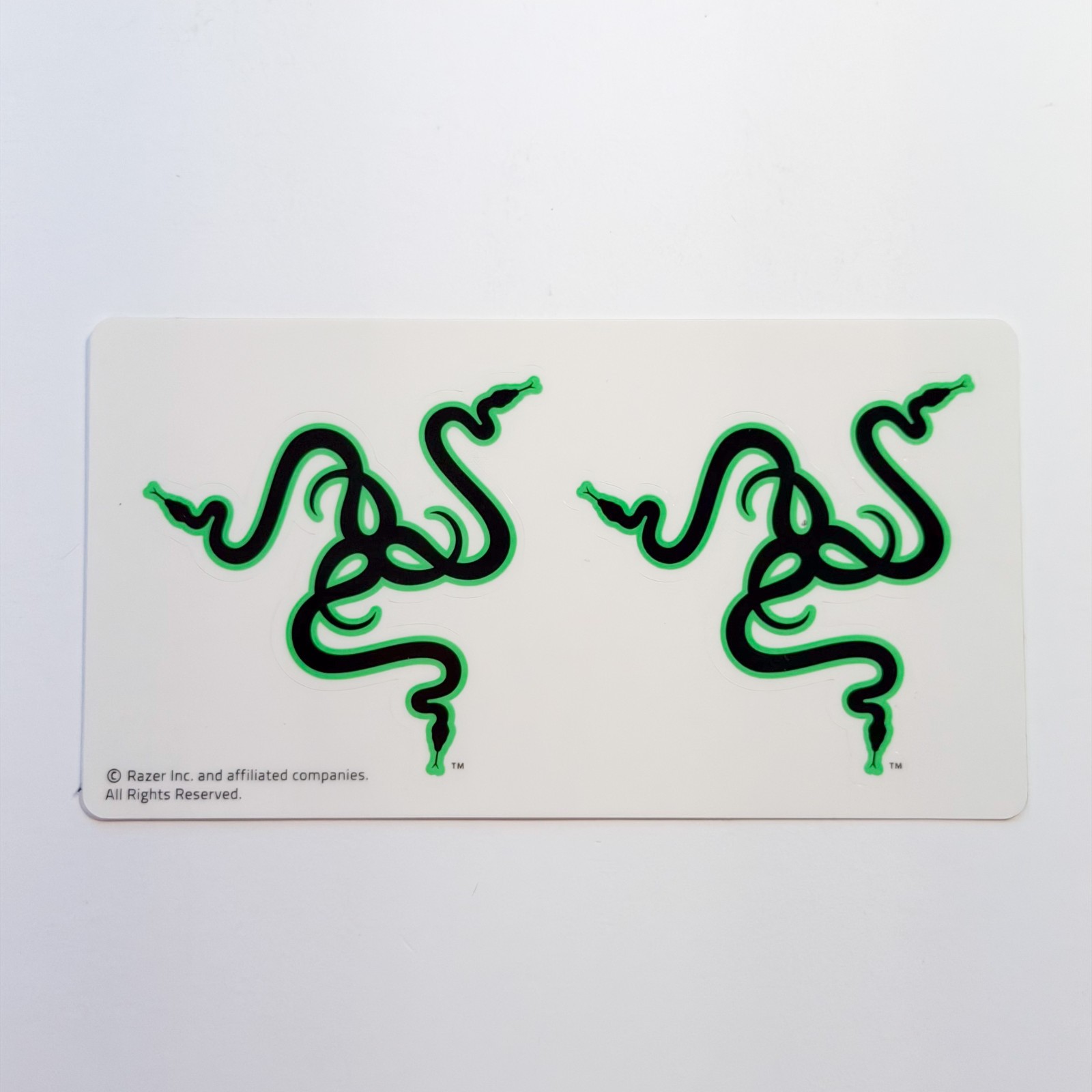 Unused New Razer Gaming Computer Decal Stickers Green Black Logo Design Set of 2