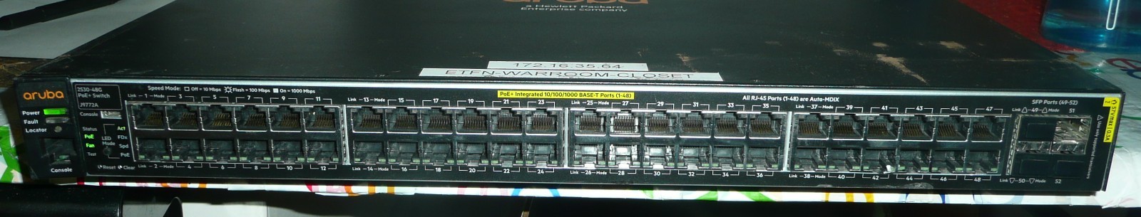 HP Aruba 2530-48G J9772A Rackmount 48-port POE+ Gigabit Ethernet Switch - 4x SFP