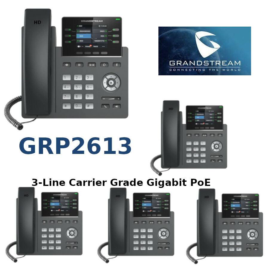 5 Grandstream GRP2613 3-Line Carrier-Grade IP Phone PoE Gigabit Color Screen