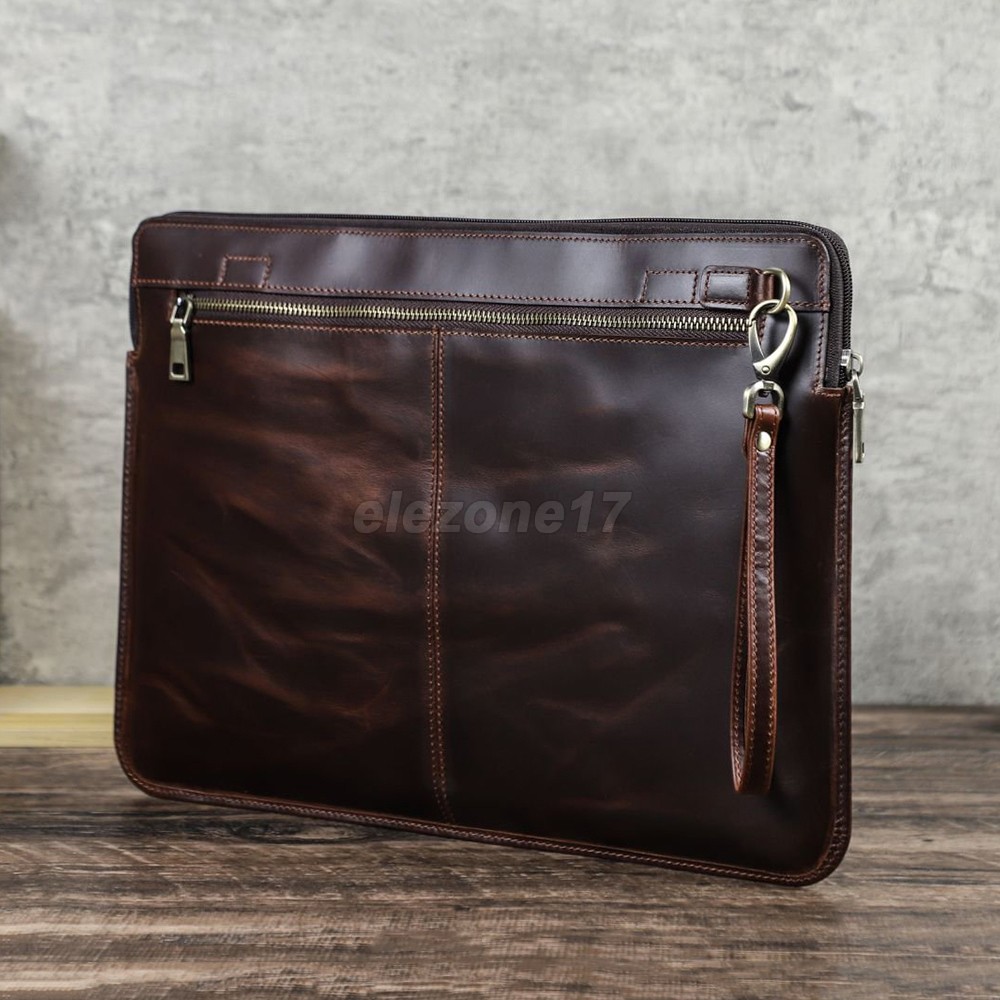 Genuine Leather Laptop Sleeve Case For Macbook Pro 16 M5 Dell ASUS 16" Briefcase