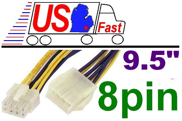 9.5in LONG EPS12V 8pin Server Power Supply Extension Male~Female Cable/Cord/Wire