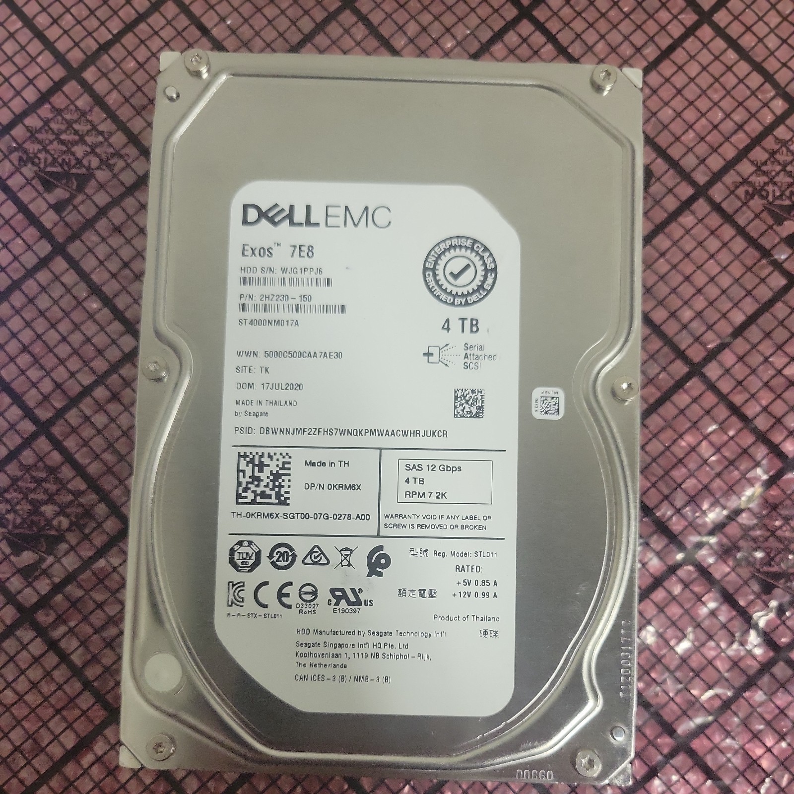 Dell EMC 4TB 7.2K SAS 3.5" 12Gbps Seagate ST4000NM017A HDD 