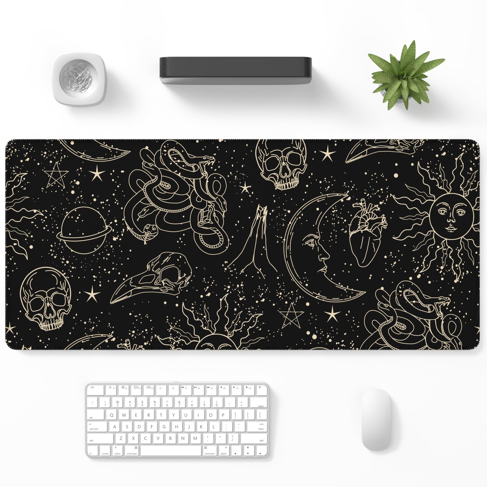 Niniubye Desk Mat Celestial Gothic Sun Moon Skull