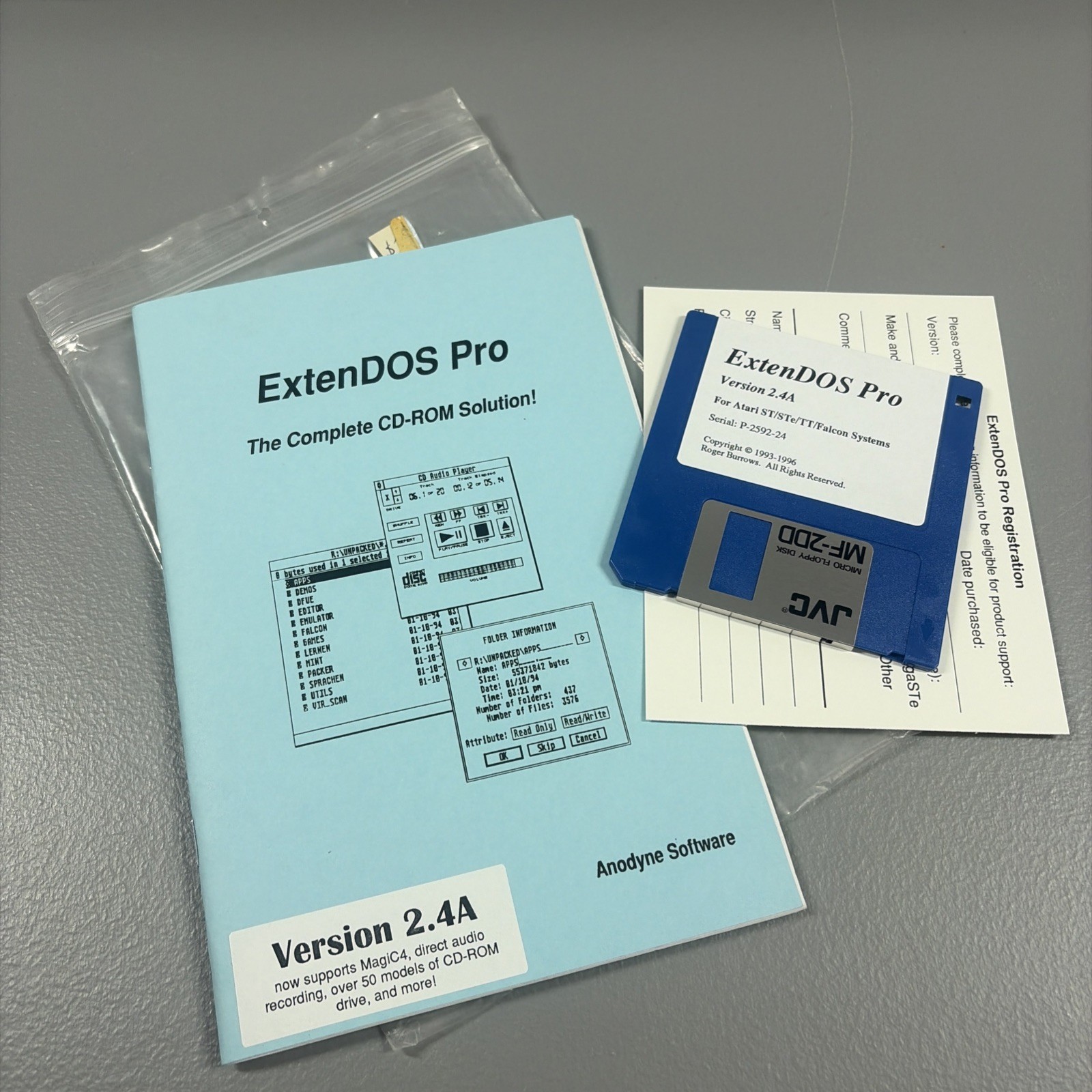 Vintage Software Package ExtenDOS Pro Atari CD-Rom Solution Anodyne Software 90s