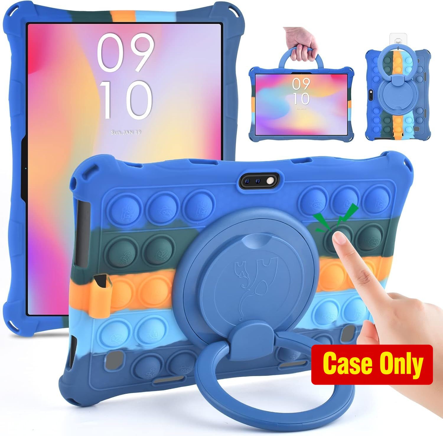 Rotatable Case for 10.1 inch Tablet, Dazzling Dark Blue, Soft Silicone