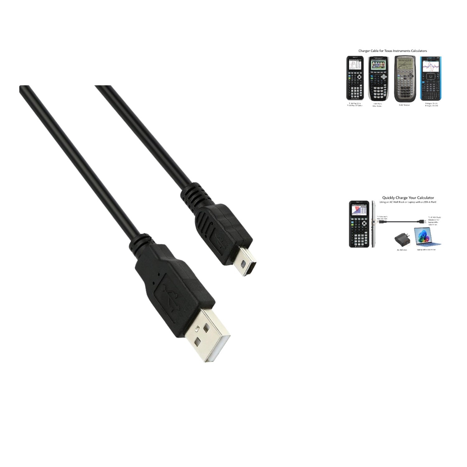 USB Male-Male Data Sync & Charger Cable for Texas Instruments TI Graphing Series