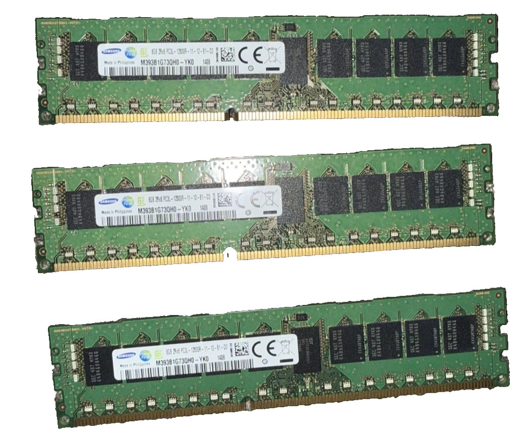 24GB (3x8GB) SAMSUNG 8GB 1Rx4 PC3L-12800R M393B1G70QH0-YK0