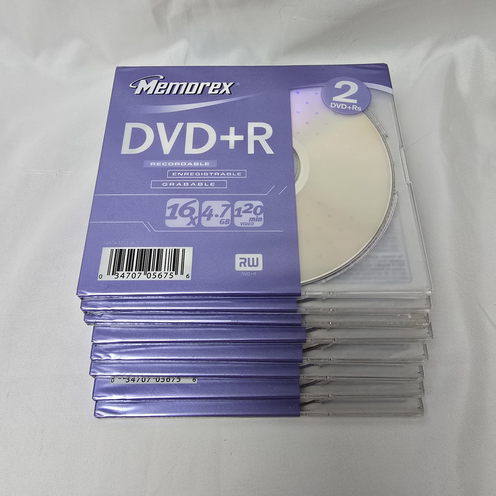 Lot of 8 Memorex DVD+R 2pk/1 case - 16x - 4.7GB - 120 Min Video Recordable
