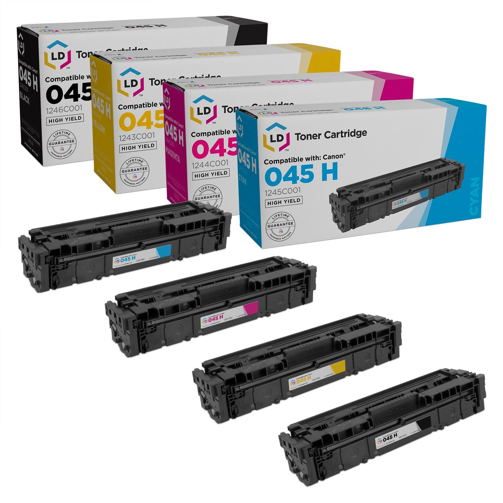 LD COMP Canon 045H Toner 4PK: 1246C001 Bk, 1245C001 C, 1244C001 M & 1243C001 Y