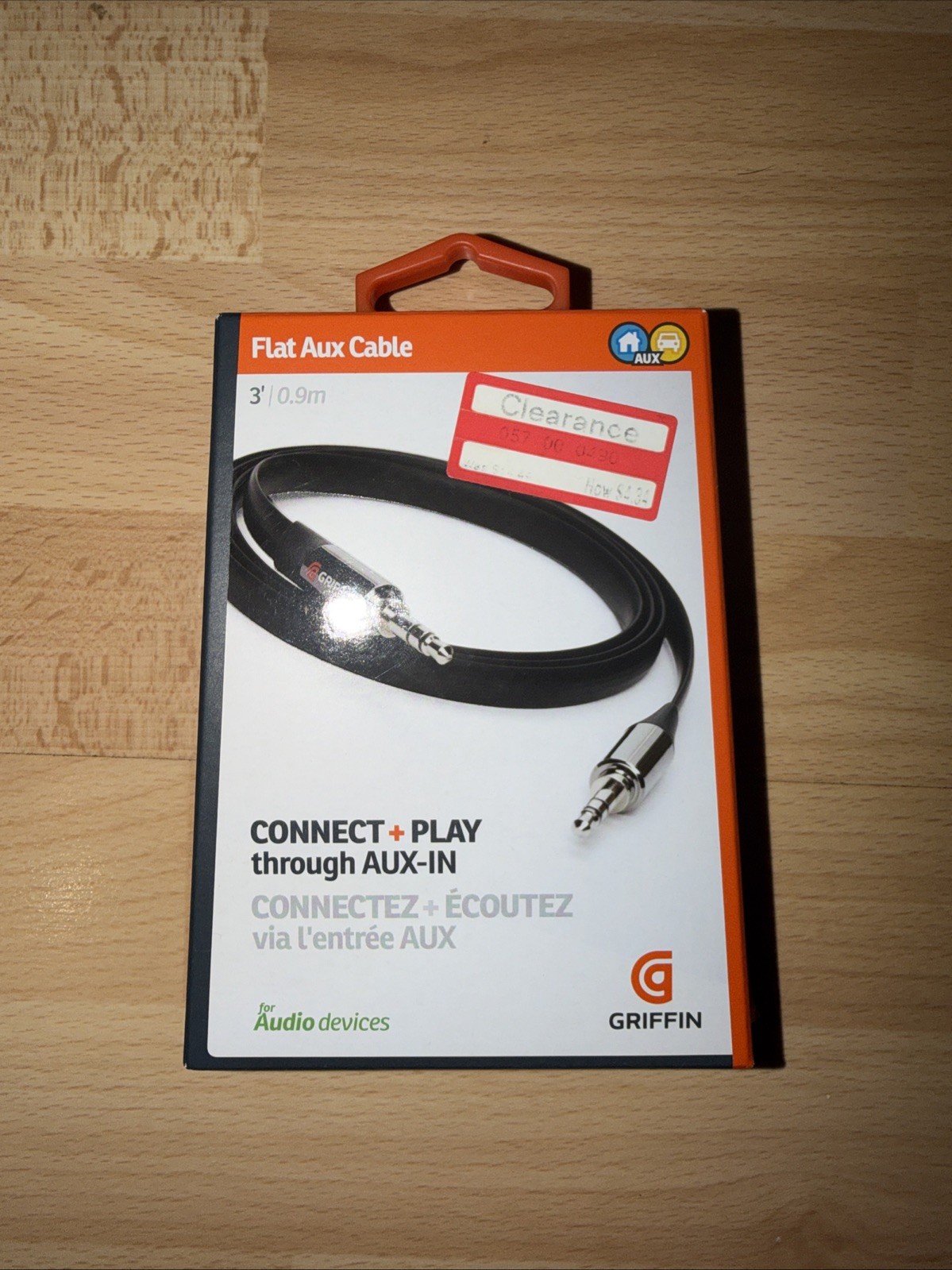 Griffin GC17103 Auxiliary 3.5mm to 3.5mm 3FT Black Audio Headphone Flat Cable