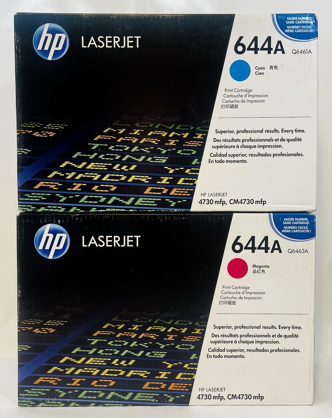 (2) New Sealed HP LaserJet 644A Cyan + Magenta Toner for 4730 mfp
