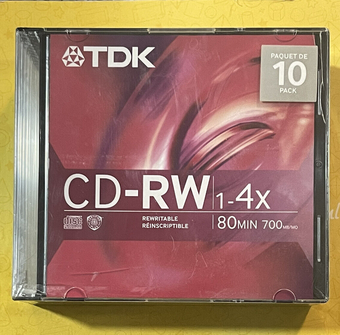 TDK CD-RW Rewritable Data CD's 1x-4x, 700MB 80 min 10 pack Factory sealed MUSIC