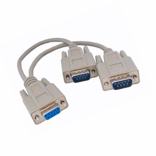 KNTK 6 inch DB9 Female to 2x DB9 Male Cable Splitter RS-232 Data Transfer Cord