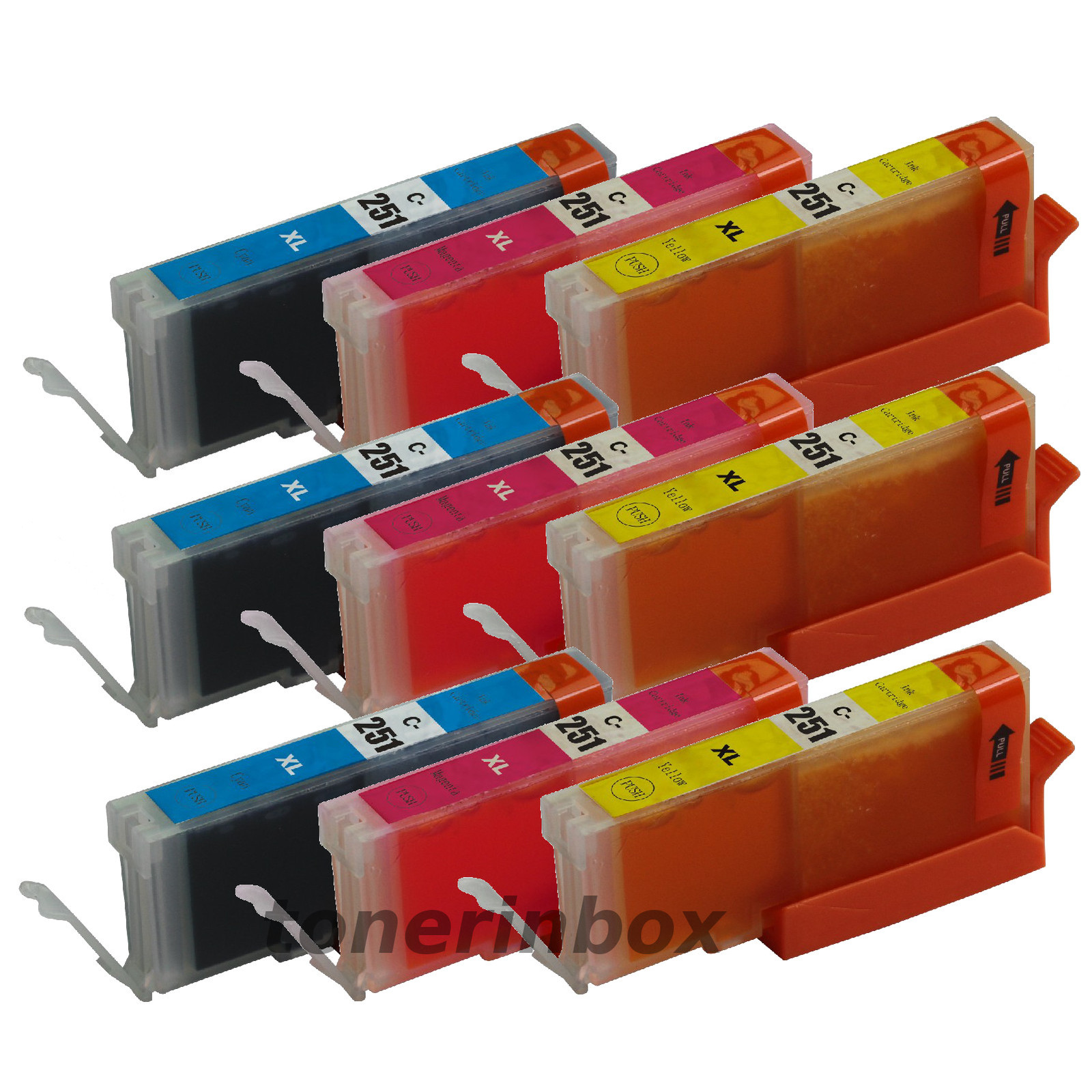 9 Pack New CLI251XL C/M/Y Ink Set with Chip For Canon PIXMA MG5620 MG6620 MG7520
