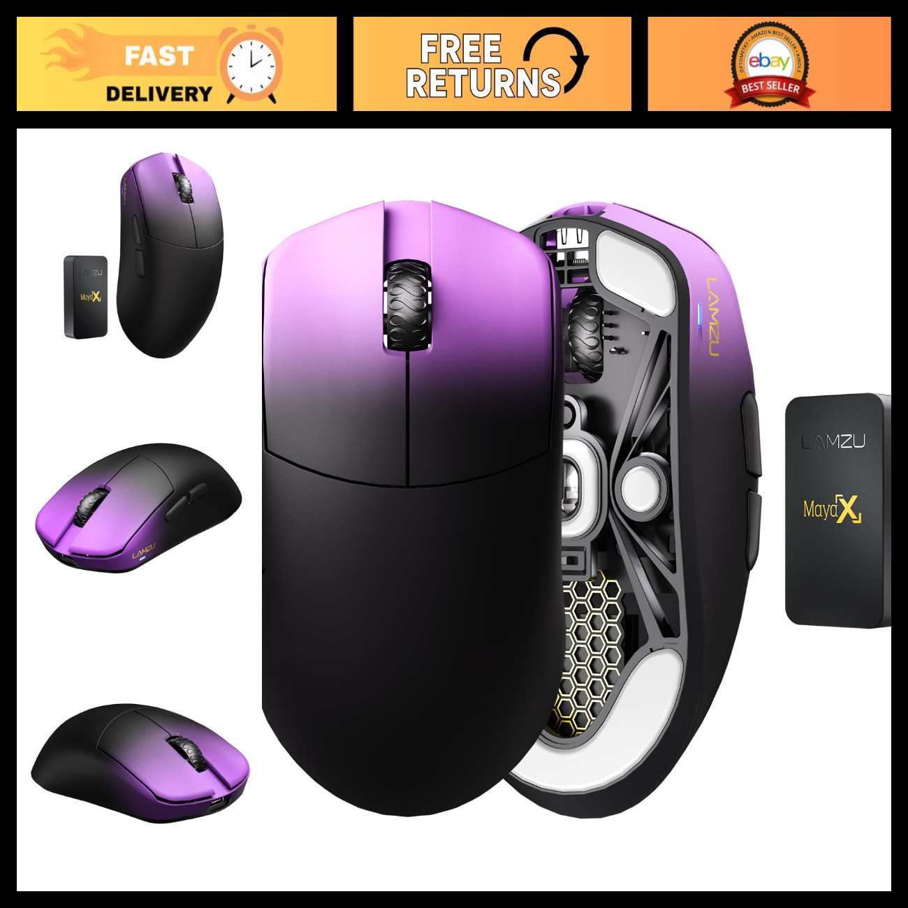 Ultra Lightweight Wireless Gaming Mouse 47g, 30000 DPI, Optical Switch, Symmetri