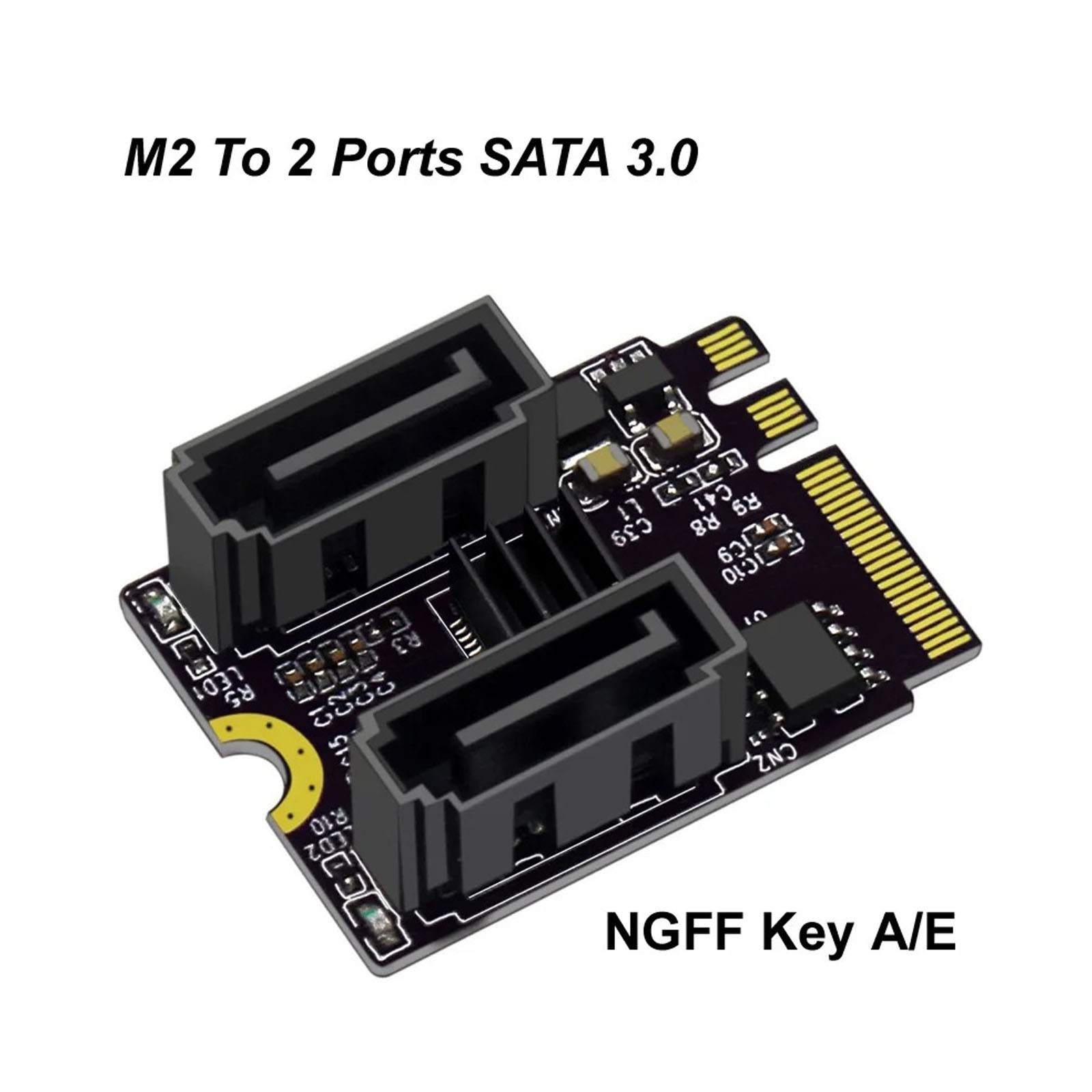 M.2 Key A+E to Dual SATA 3.0 Adapter Card NGFF PCIe JMB582 SSD HDD Expansion
