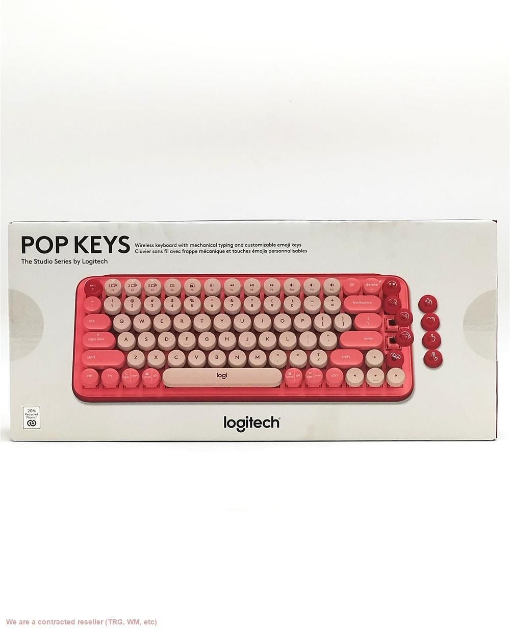 Logitech POP Keys Wireless Mechanical Keyboard With Emojis - Heartbreaker Rose