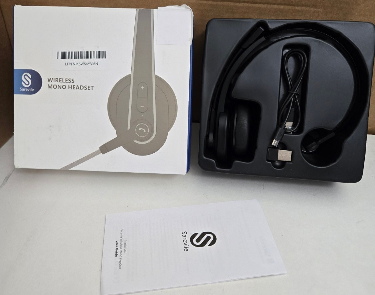 Sarevile Wireless Mono Headset M99+ Bluetooth USB Dongle Mic PC Phone Black