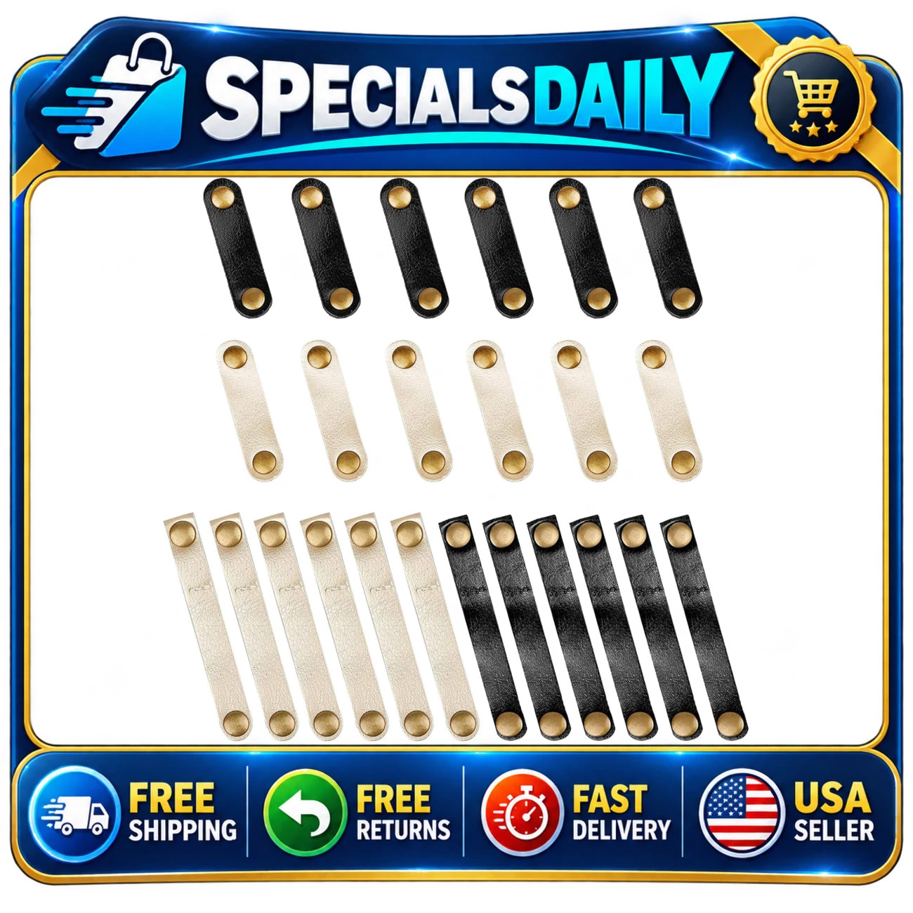 24 Pcs Leather Cord Organizer - Reusable Cable Ties for Travel & Home Use