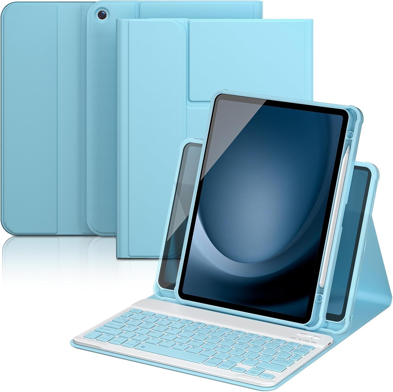 360-Degree Rotatable Keyboard Case with Pencil Holder for Galaxy Tab A9/A11 Plus