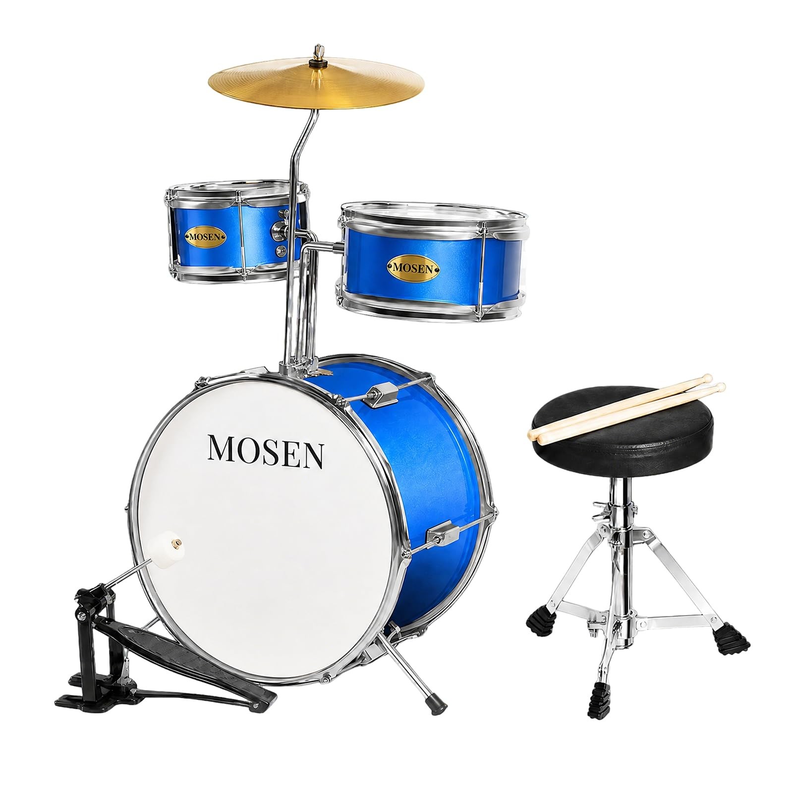 MOSEN 3 drums & 1 cymbal 14" Youth Drum Kit with Throne, Cymbal & Sticks