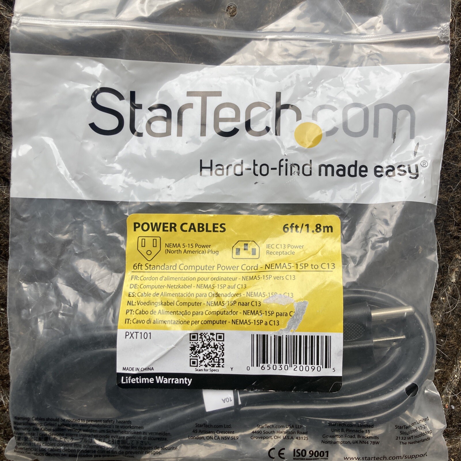 STARTECH.COM 6Ft Computer Power Cord Nema 5-15P To C13 Ac Power Monitor Cable,