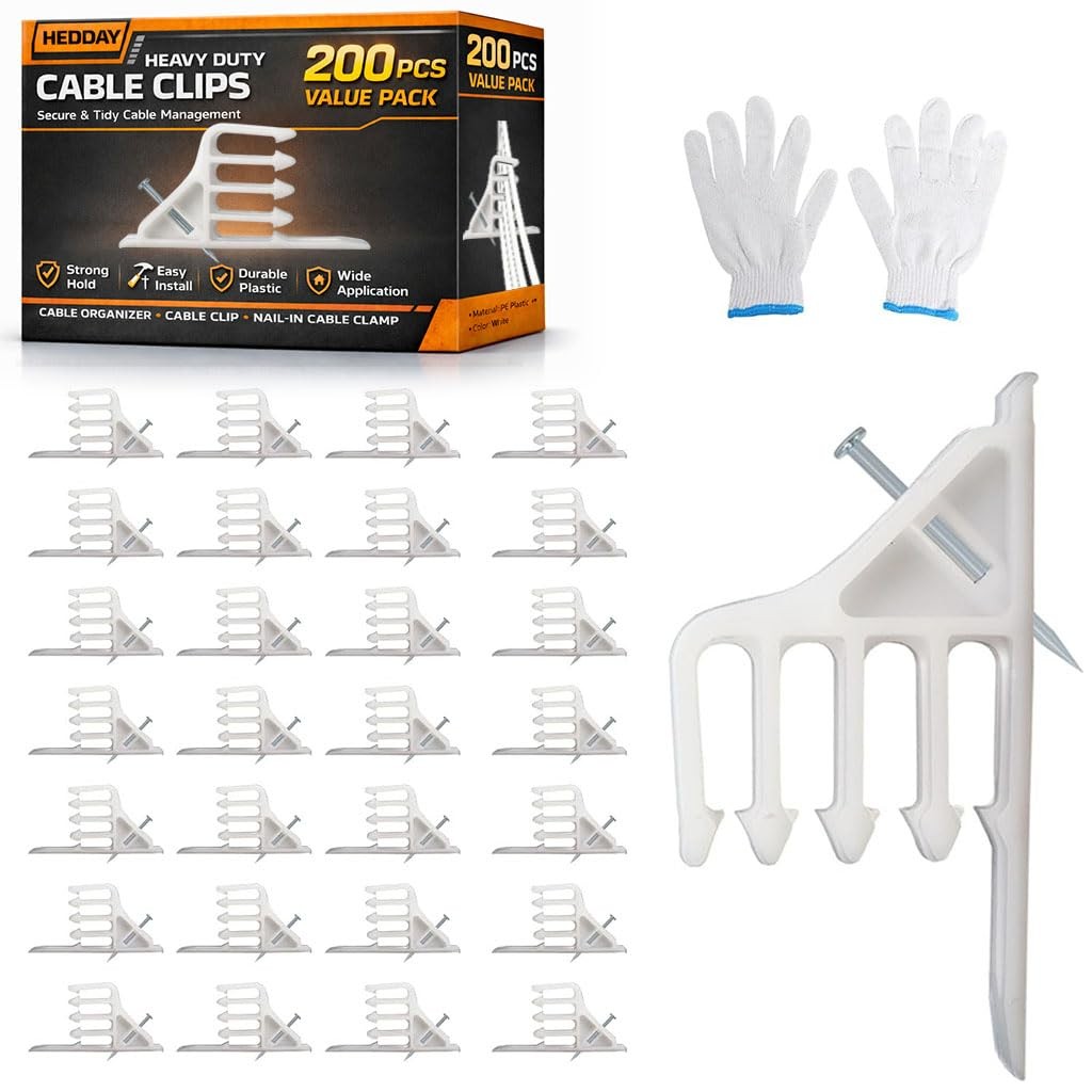 Multi-Cable Staples 200 Pack White Electrical Wire Stackers Steel Nails