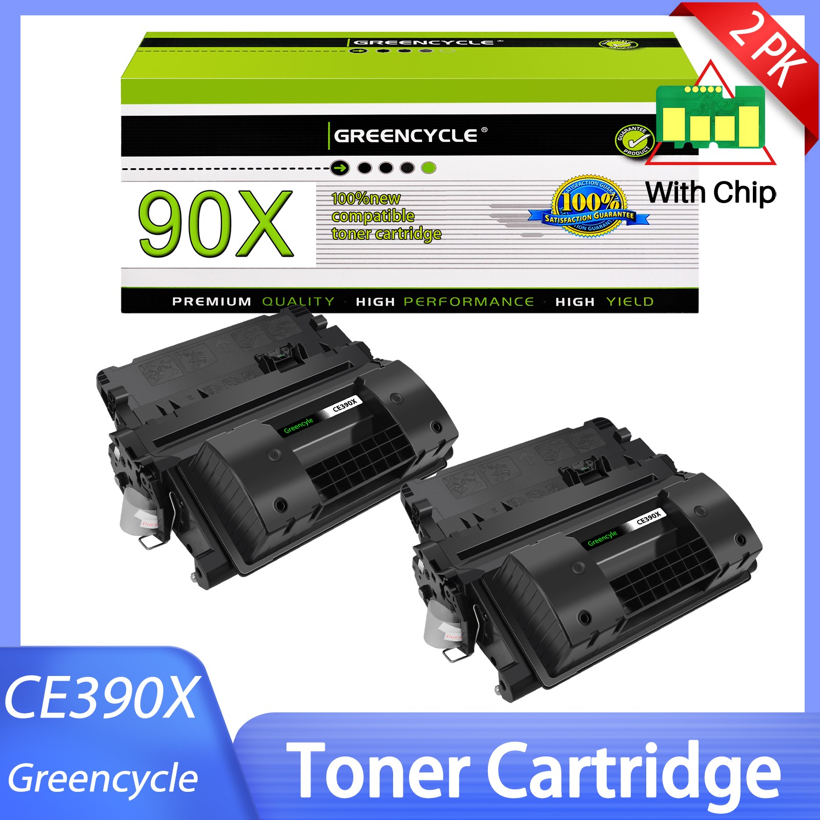2PK CE390X High Yield Toner Compatible for HP LaserJet Enterprise M4555 M603dn
