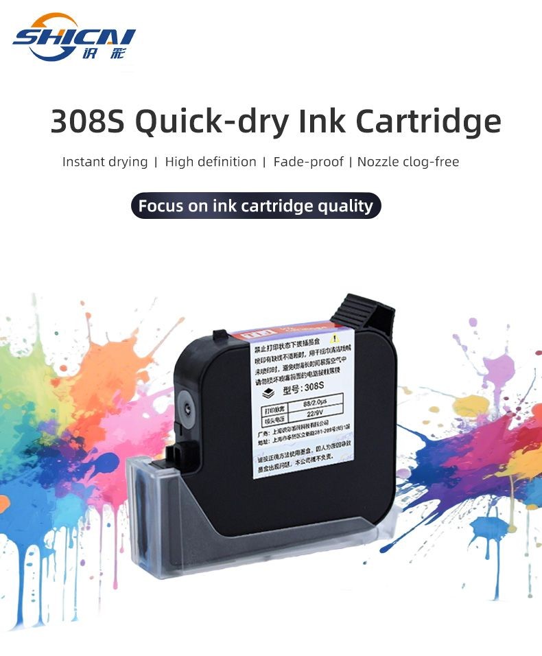 3pcs Black Compatible Cartridge for 25.4mm Handheld and Online Inkjet Printer