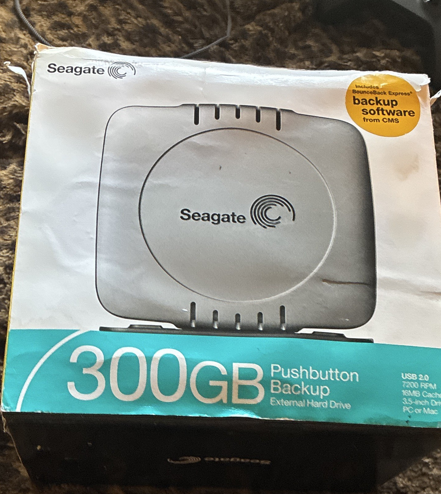 Seagate Pushbutton Backup 300GB External Hard Drive USB 2.0 7200RPM 16MB PC Mac