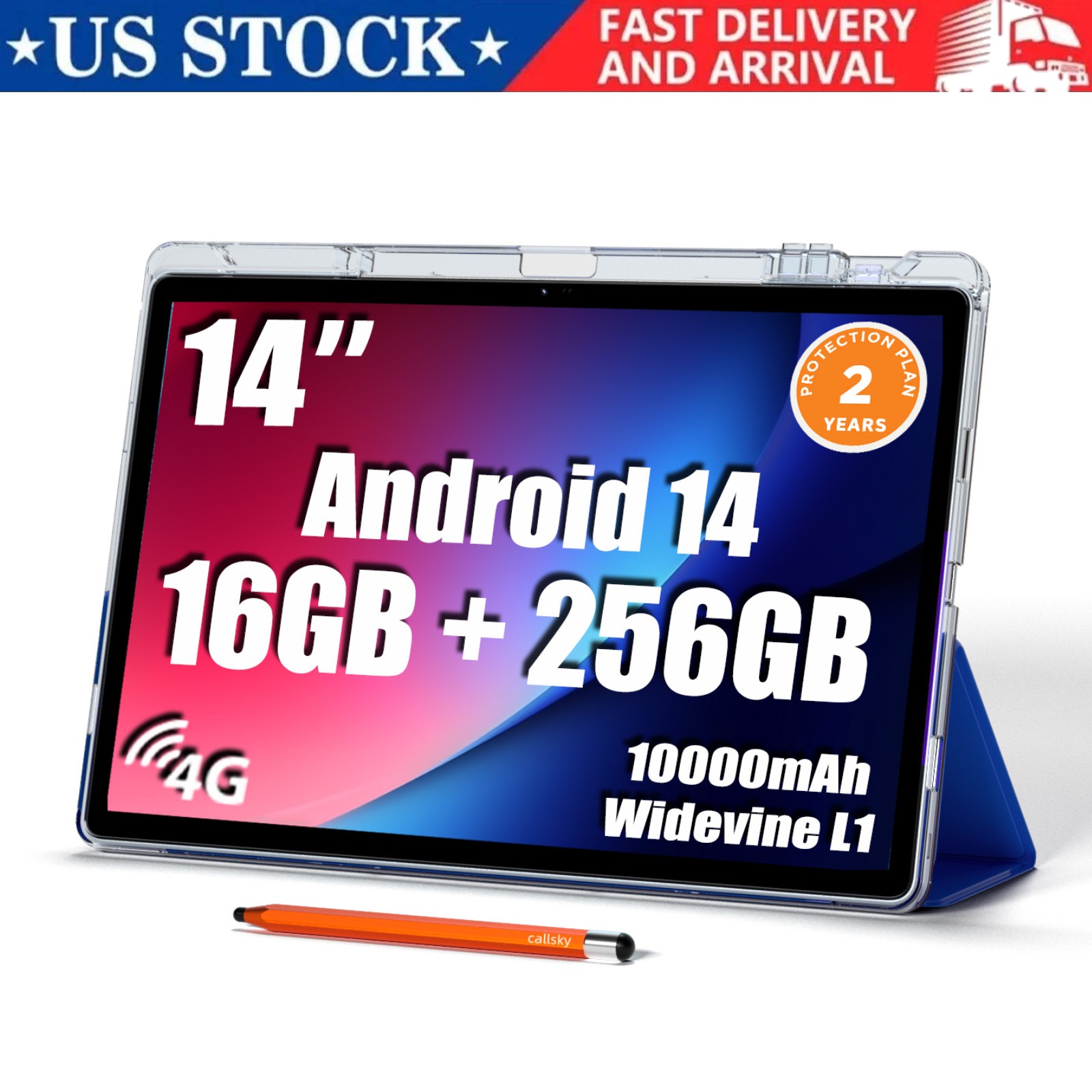14 inch Large Screen Tablet, Android 15 Tablet 16GB RAM 256GB ROM,10000mAh
