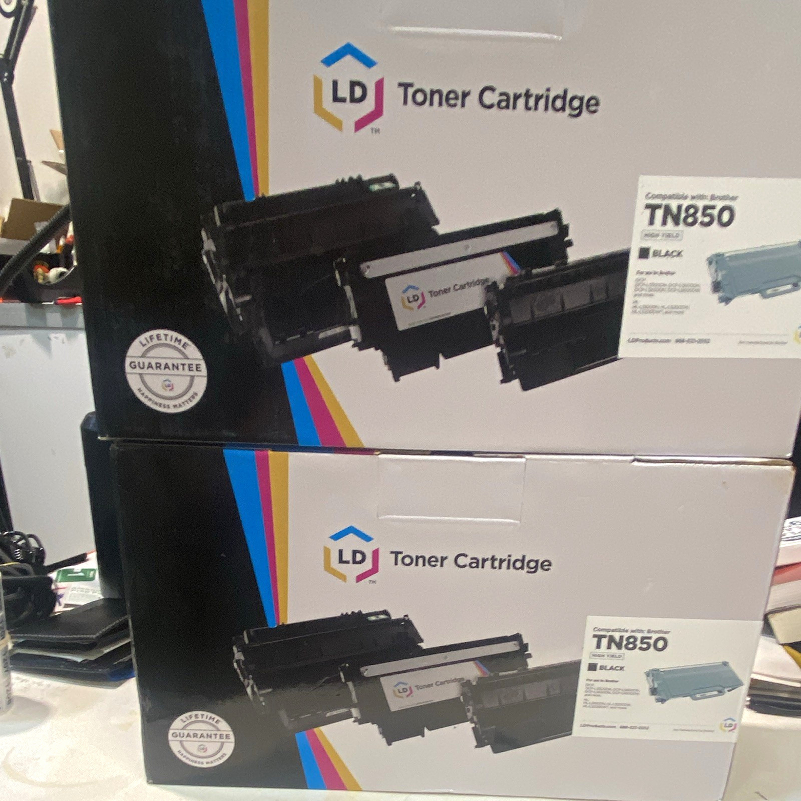 LD TN850  (set of 2)Black Toner Cartridge, Laser Compatible For Brother (1230)