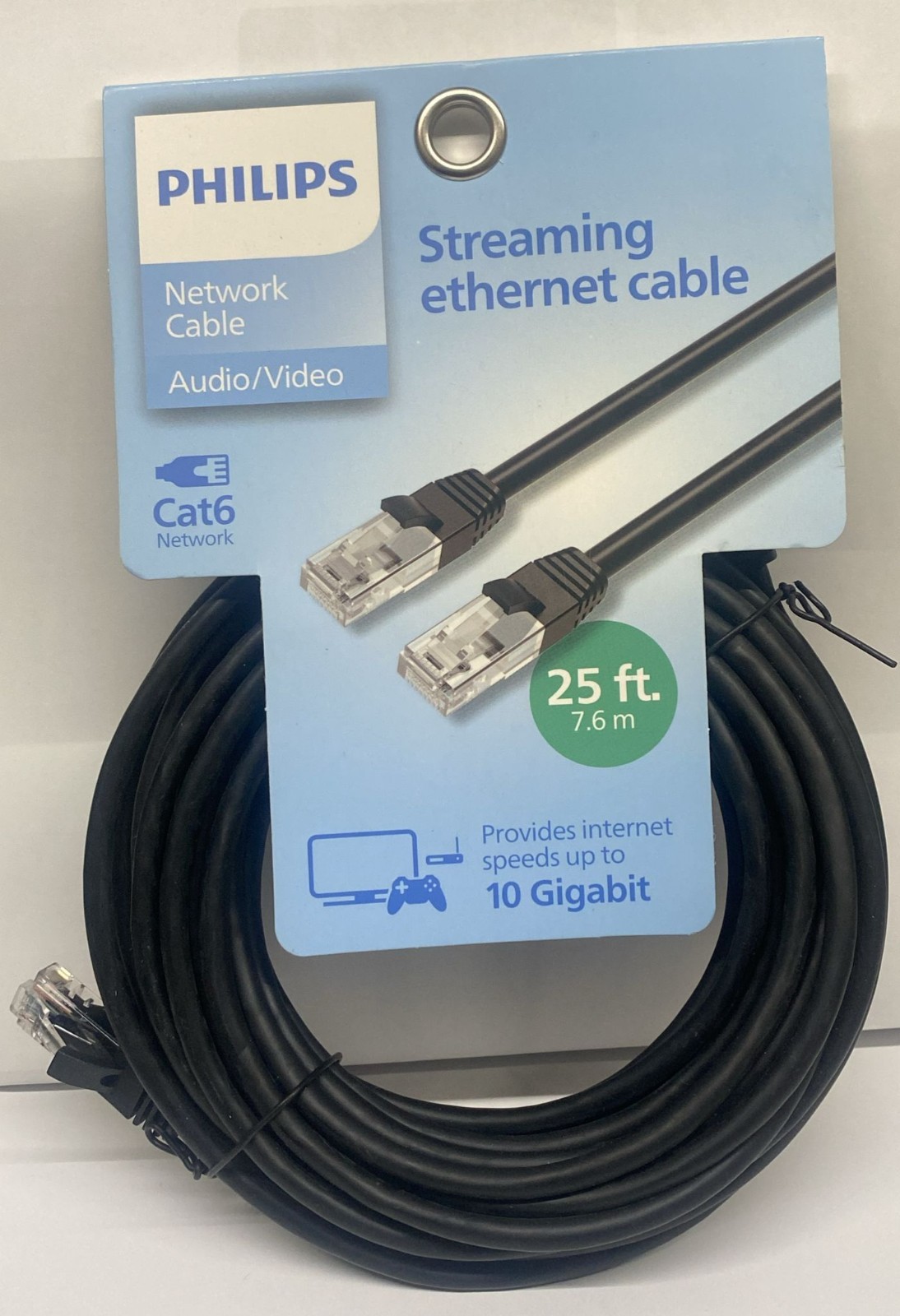 Philips Cat6 25' Ethernet Networking Cable 10 gigabit Streaming Internet Cable
