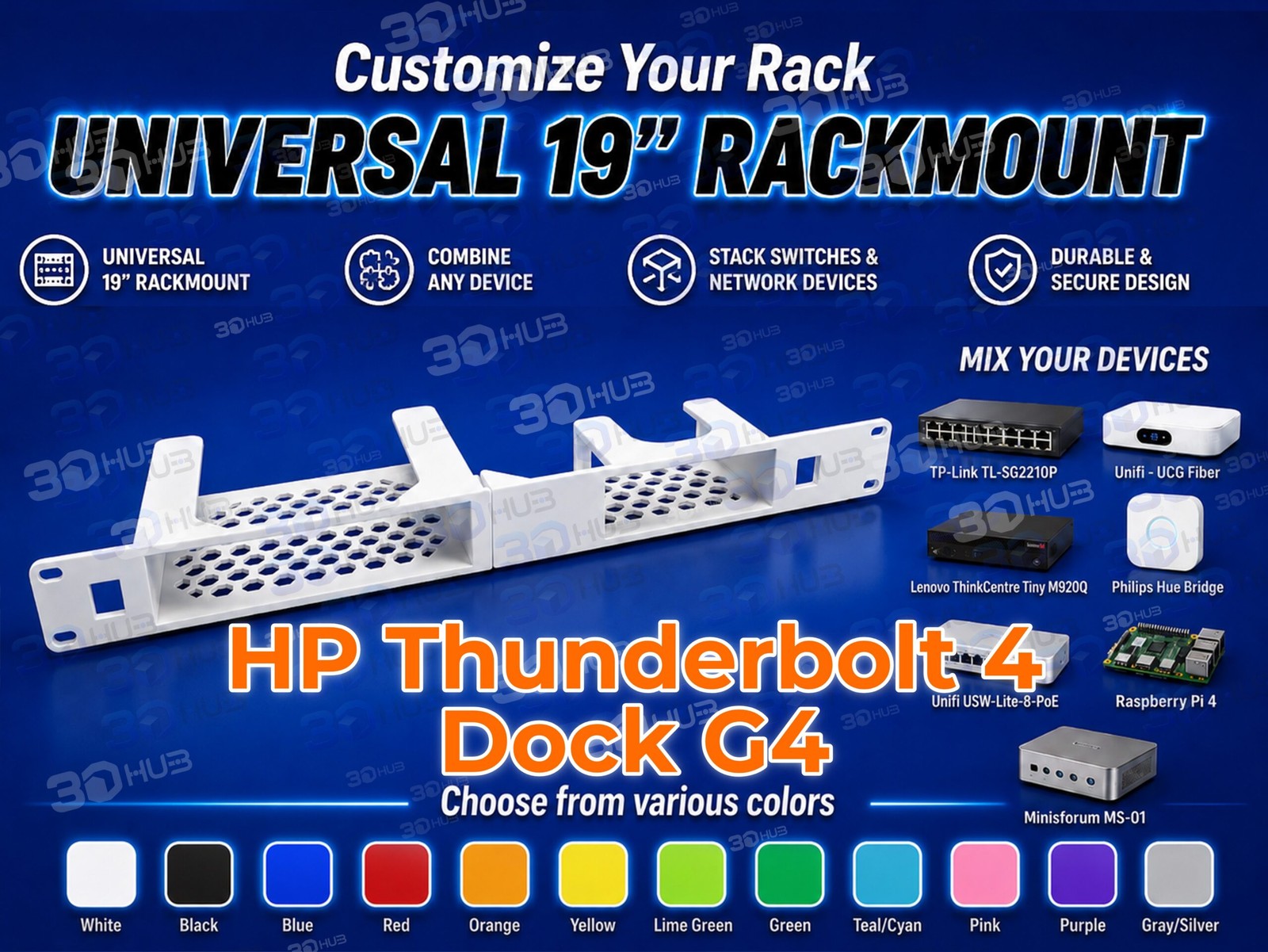 HP Thunderbolt 4 Dock G4 19" Rackmount 1U - Mix & Match with other devices