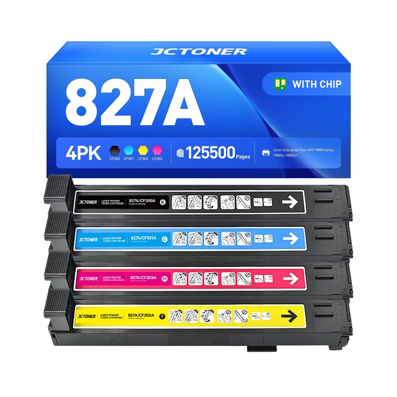 827A Toner Cartridges Set 4-Pack High Yield Replacement for HP 827A CF300A CF...