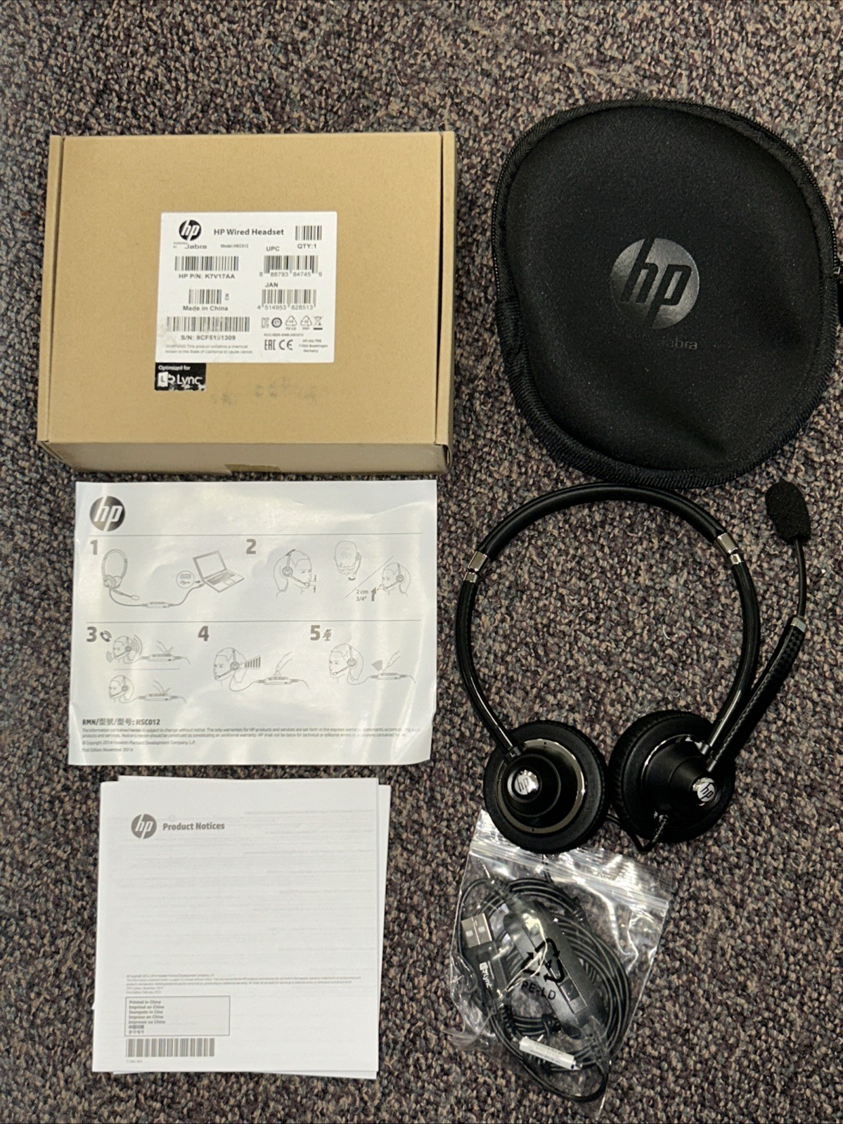HP Jabra UC Voice 750 MS HSC012 Noise Canceling USB Headset with Microphone