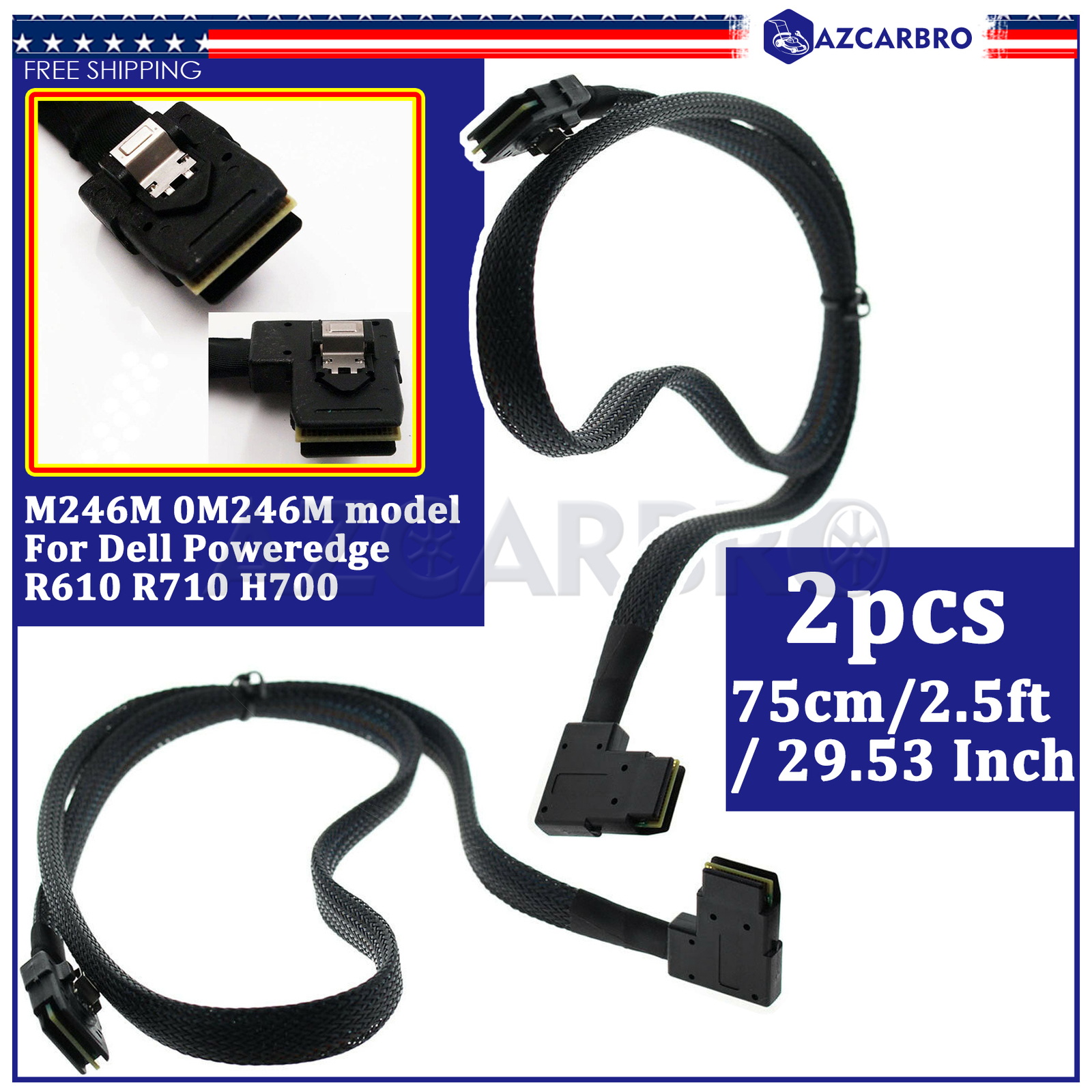 2pcs M246M 0M246M SAS-A SAS-B SATA Cable Raid Controller For Dell R610 R710 H700
