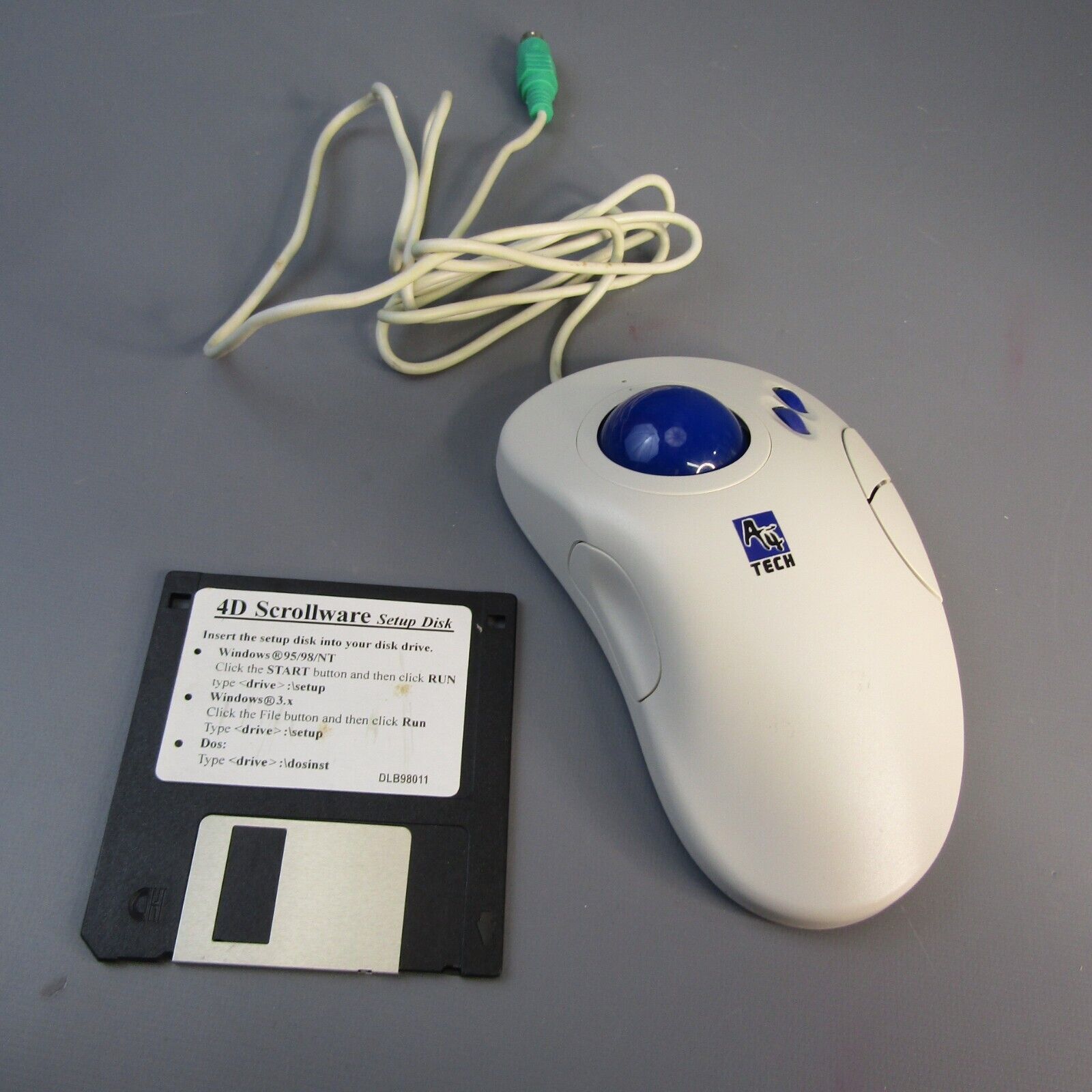 Vintage A4 Tech Scroll 4D TrackBall Model WWT-13 Large 1990's CAD Mouse
