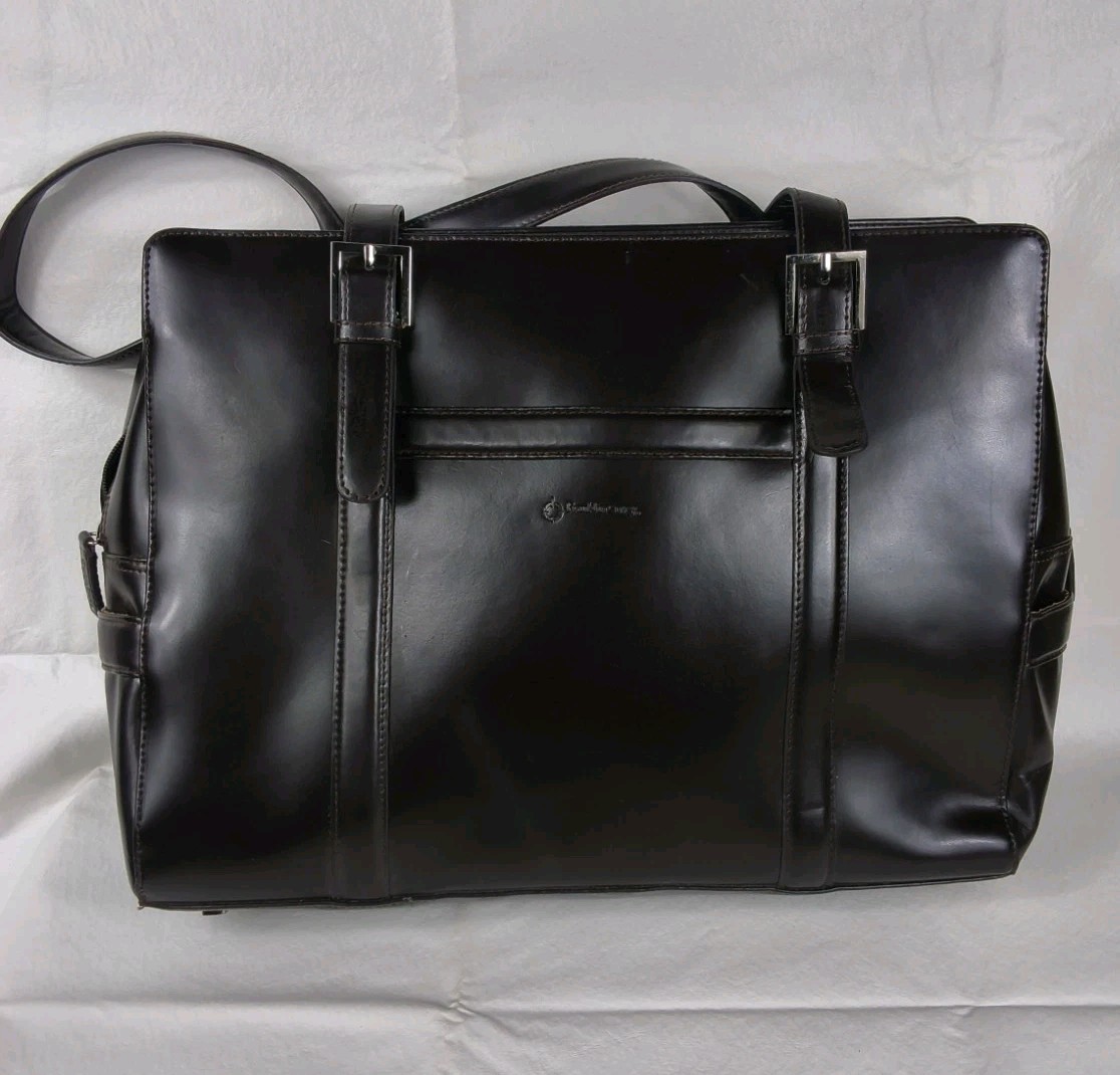 Franklin Covey Leather Tote Briefcase Laptop Bag Professional Brown