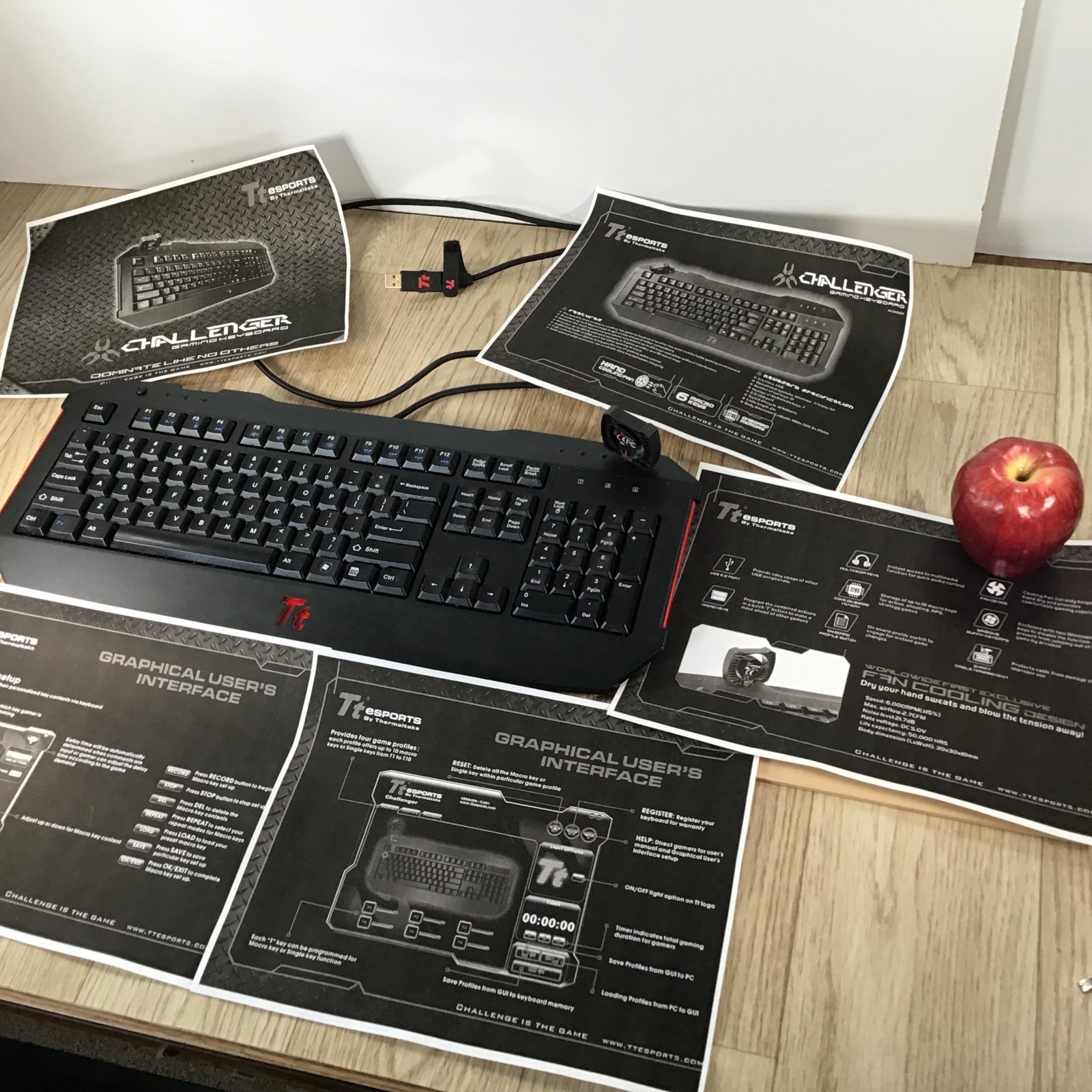 Tt Esports Challenger Thermaltake Gaming Keyboard KB-CHL002 6 Macros HANDcoolFAN